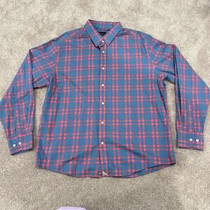 UNTUCKit Men's Blue and Pink/Red Plaid Button Down‎ 100% Cotton Size XL